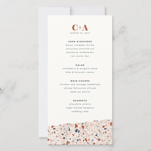Menu Mariage Terrazzo Slab (Devant)