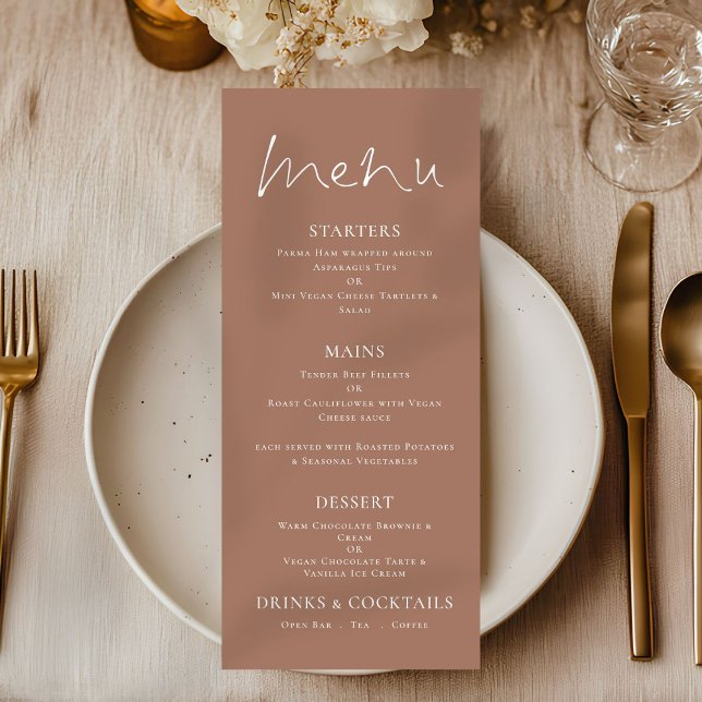 Menu Mariage texte blanc Brown imprimable (Créateur téléchargé)