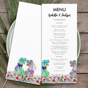 Menu Mariage Thème Dinosaures Fleur Sauvage Colorée