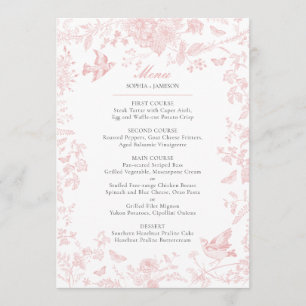 Menu Mariage Toile rose de Jouy