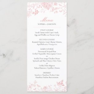 Menu Mariage Toile rose de Jouy
