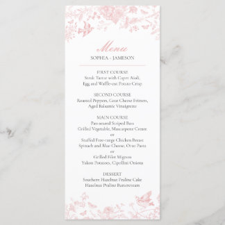 Menu Mariage Toile rose de Jouy