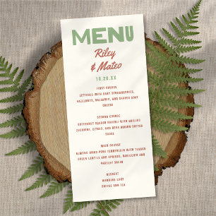 Menu Mariage Tons Terreux Funky Gras Type Rétro Moderne