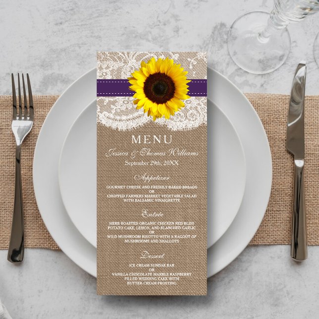 Menu Mariage Tournesol Rustique (Créateur téléchargé)