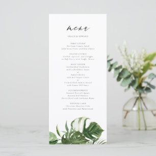 Menu Mariage tropical botanique Monstera aquarelle