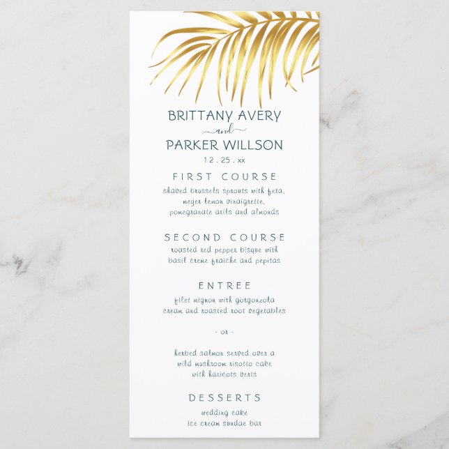 Menu Mariage Tropical Gold (Devant)