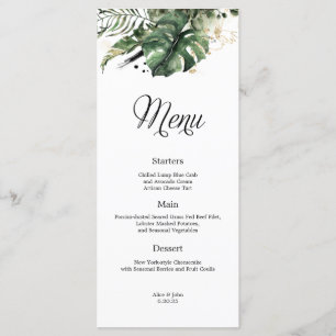 Menu Mariage Tropical Gold and Greenery