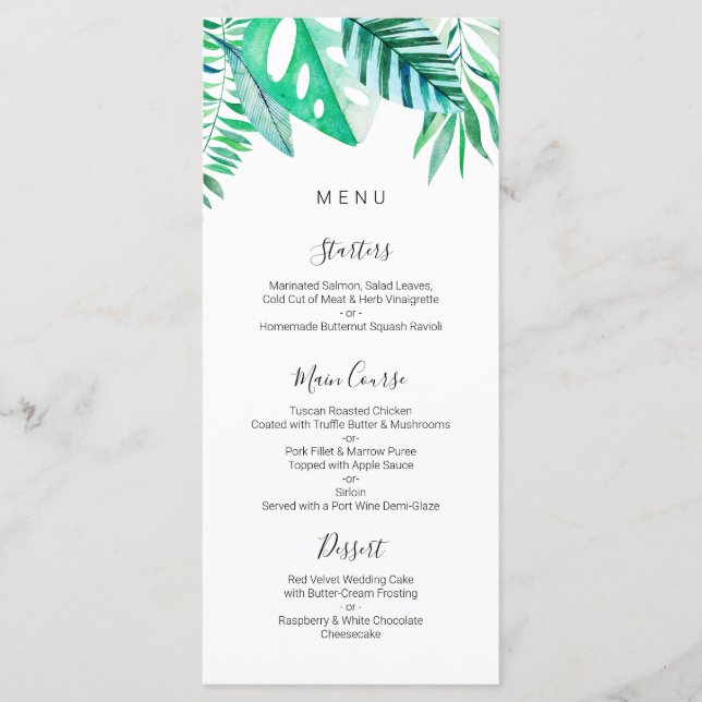 Menu mariage tropical, tropical (Devant)