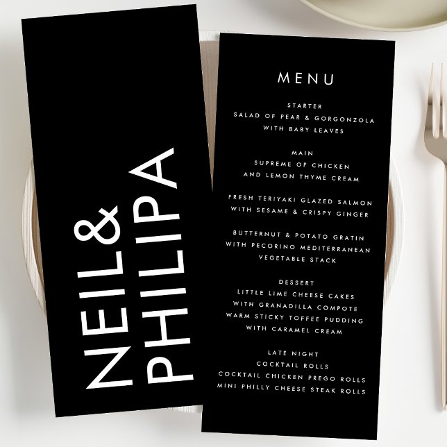 Menu Mariage Ultra Modern Simple Big Bold Names (Créateur téléchargé)