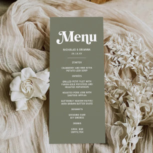 Menu Mariage vert Boho Retro Sage