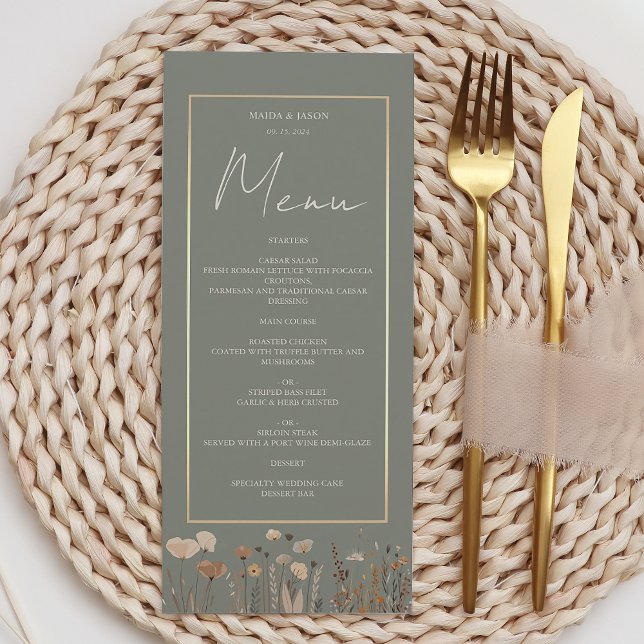 Menu Mariage vert Boho Sage (Créateur téléchargé)