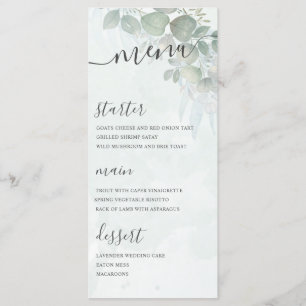 Menu Mariage vert de feuillage Eucalyptus rustique