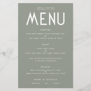 Menu Mariage vert de la zone de texte simple Budge