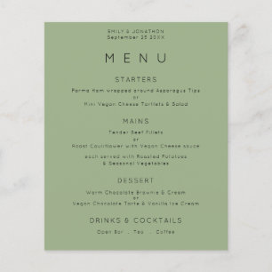 Menu Mariage vert de la zone de texte simple Budge