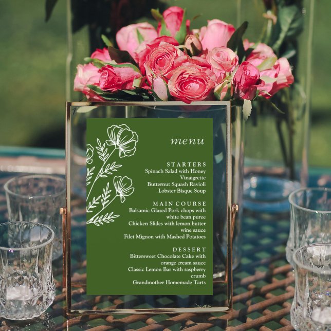 Menu mariage vert simple (Créateur téléchargé)