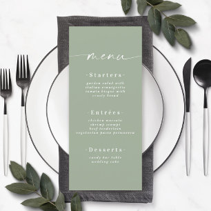 Menu Mariage vert simple couleur solide clair feui