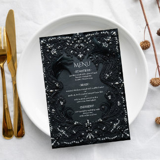 Menu Mariage victorien de luxe en dentelle gothique
