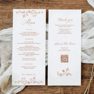 Menu Mariage victorien floral français vintage orange