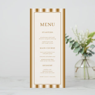 Menu Mariage Vintage Brun & Rayures Ivoire Argent Ancie