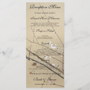 Menu Mariage vintage, hibou japonais et prunier