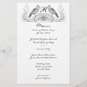 Menu Mariage vintage Lovebird