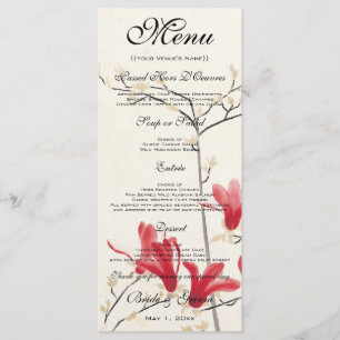 Menu Mariage vintage, Magnolia japonais rose