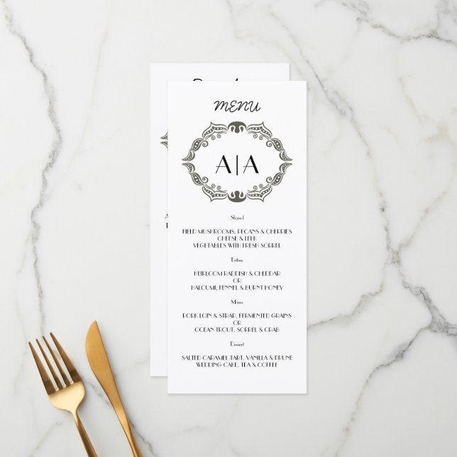 MENU MARIAGE Vintage.Menu (Devant/Arrière en situation)