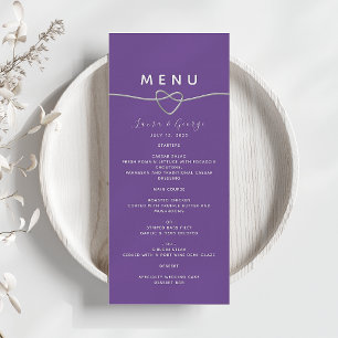 Menu Mariage violet Calligraphie simple