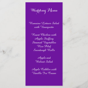 Menu Mariage violet violet