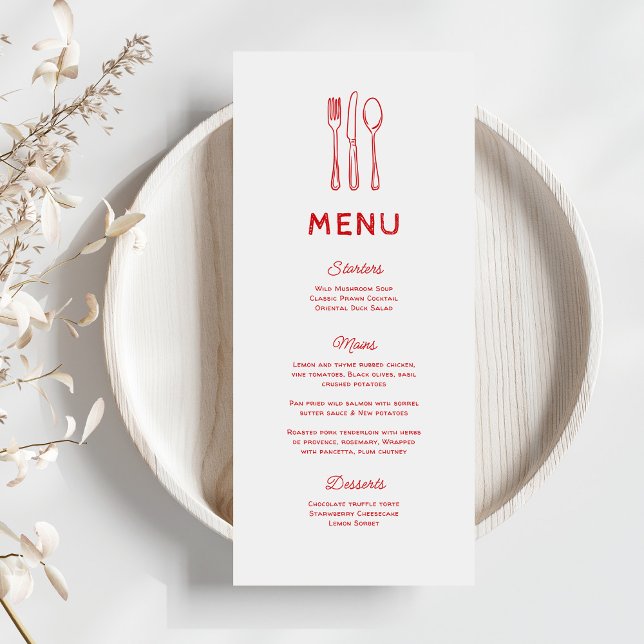 Menu Mariage Whimsical Doodle Cutlery (Créateur téléchargé)