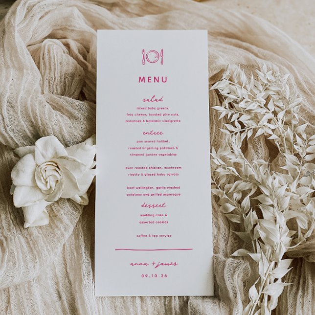 Menu Mariage Whimsical Pink Doodle (Créateur téléchargé)