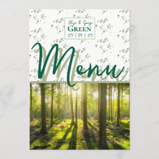 Menu Mariage Whimsical vert bois