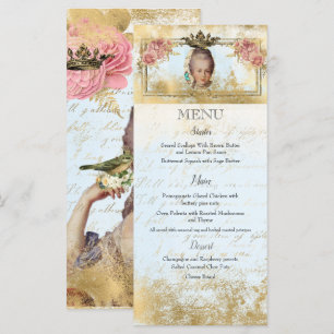 Menu Marie Antoinette French inspiré shabby Party