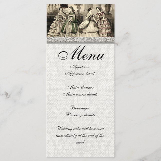 Menu Mariée d'antiquité Vintage mariage (Devant)