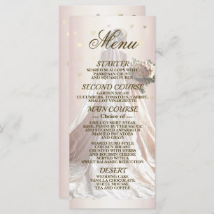 Menu Mariée d'hiver rose Golden Shiny Hearts