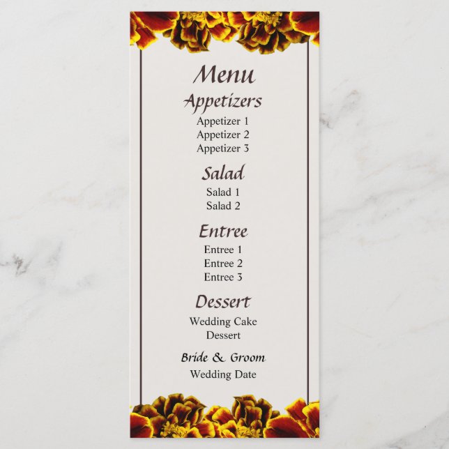 Menu Marigold français simple (Devant)