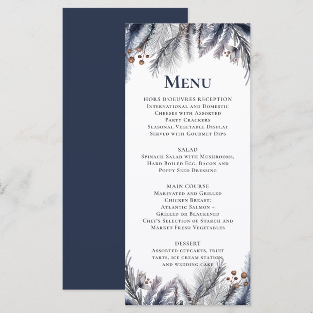 Menu Marine, Argent, gris bleu (Devant / Derrière)