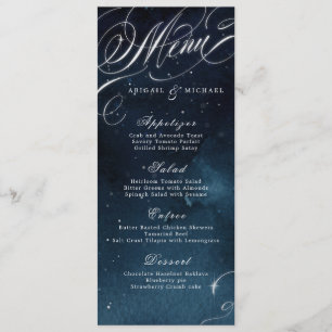 Menu Marine argent vintage calligraphie glam mariage me