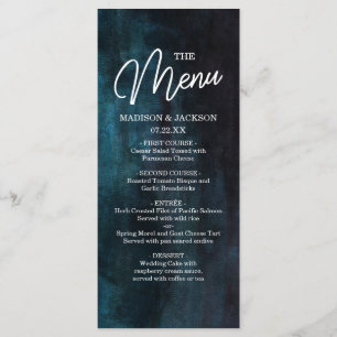 Menu Marine bleu et Turquoise Aquarelle & Mariage blanc