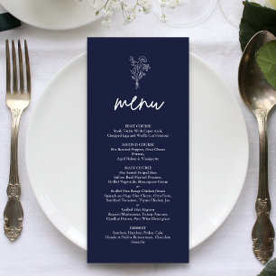 Menu Marine Bleu Minimaliste Botaniques Mariage en terr