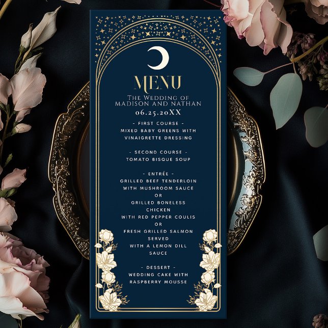 Menu Marine céleste élégant Arc Art nouveau Mariage (Créateur téléchargé)