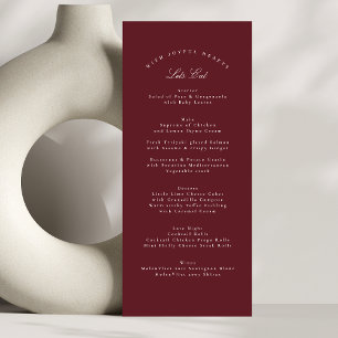 Menu Maroon Burgundy Classic Calligraphie Mariage offic