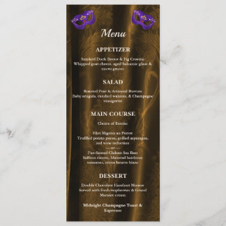 Menu Mascarade Royale Pourpre Bronze Or Damassé Ball