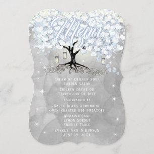 Menu Mason Jar Blue Heart Leaf Tree Watercolor
