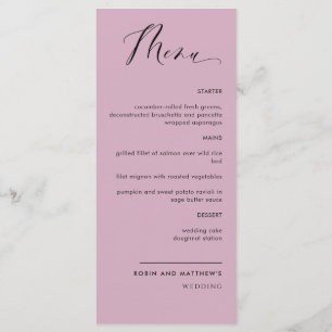 Menu Mauve Élégant, Calligraphie Mariage / Réception