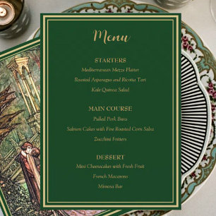 Menu Médiéval Gold Floral Coeurs et Mariage d'épée