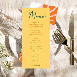 Menu mélange floral abstrait jaune et rose