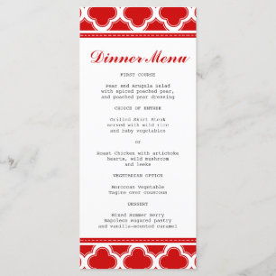Menu mince rouge et blanc de dîner de Quatrefoil
