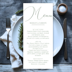 Menu Mini-Chic Sage Vert Mariage Dîner