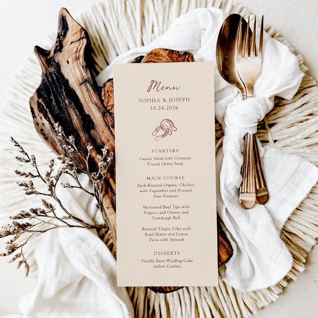 Menu Mini-fer à cheval | Mariage Brown neutre (Créateur téléchargé)